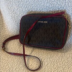 Michael Kors Dark Brown and Burgundy Crossbody Bag